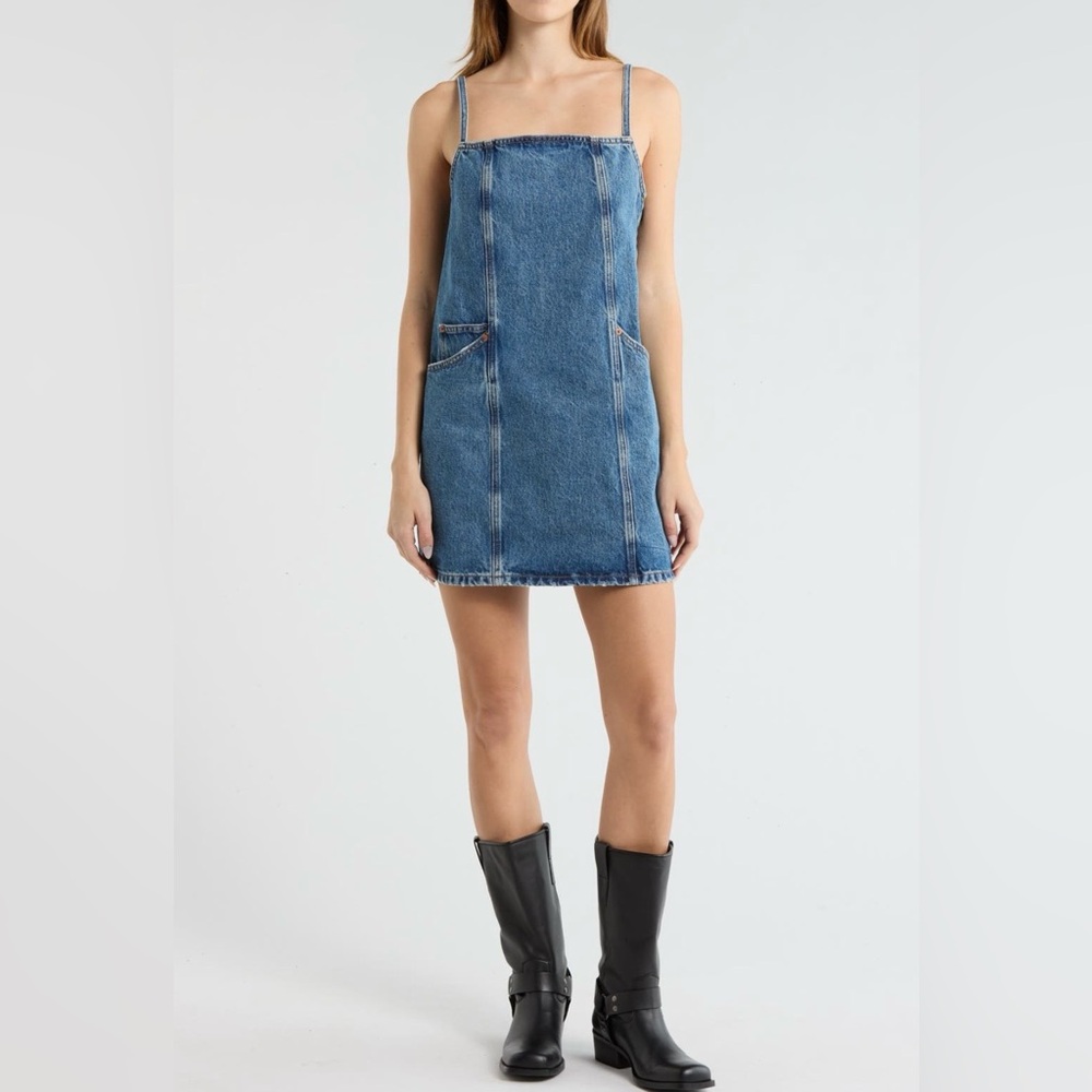 Re/Done Blue Denim Mini Dress NWT